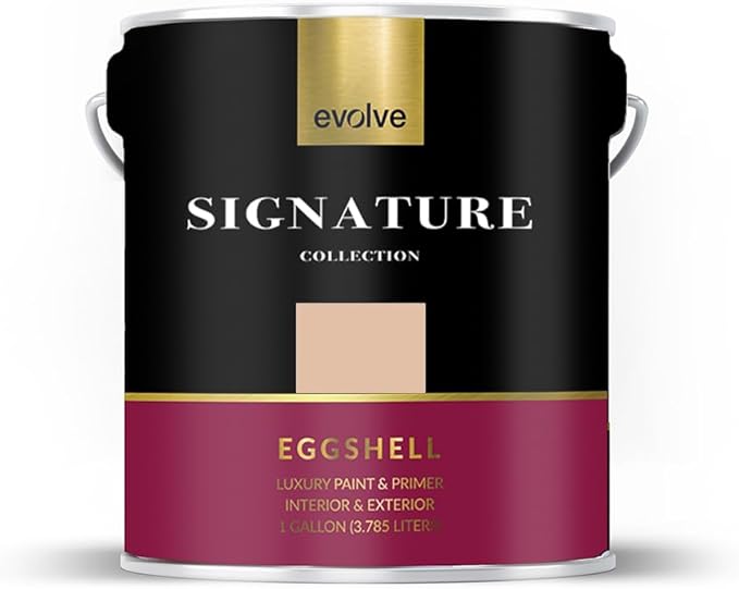 EVOLVE Signature Paint & Primer: Luxury Paint & Primer for Indoor & Outdoor Surfaces, Minimal Odor, Eggshell Sheen (Sahara Tan, 1 Gallon)