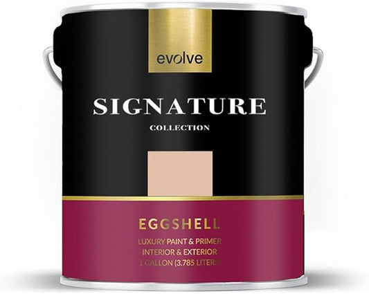 EVOLVE Signature Paint & Primer: Luxury Paint & Primer for Indoor & Outdoor Surfaces, Minimal Odor, Eggshell Sheen (Sahara Tan, 1 Gallon)