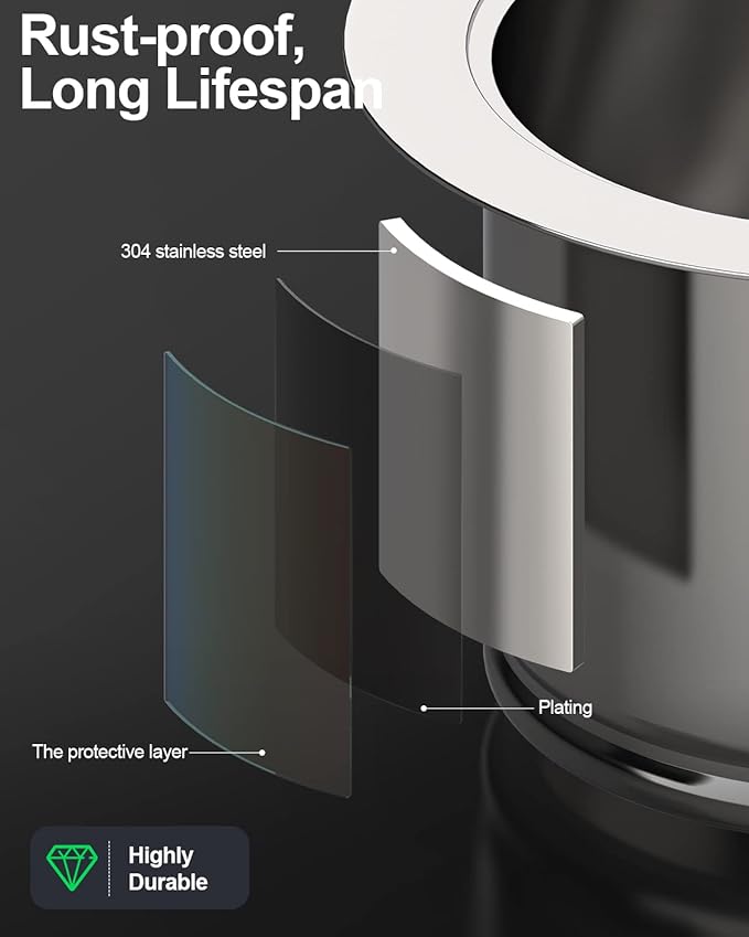 BOTEMY Extended Garbage Disposal Flange Basket Strainer Stopper, Deep 304 Stainless Steel Kitchen Sink Flange for 3-1/2 Inch Standard Sink Drain Hole, Polished Deep Sink Disposal Stopper