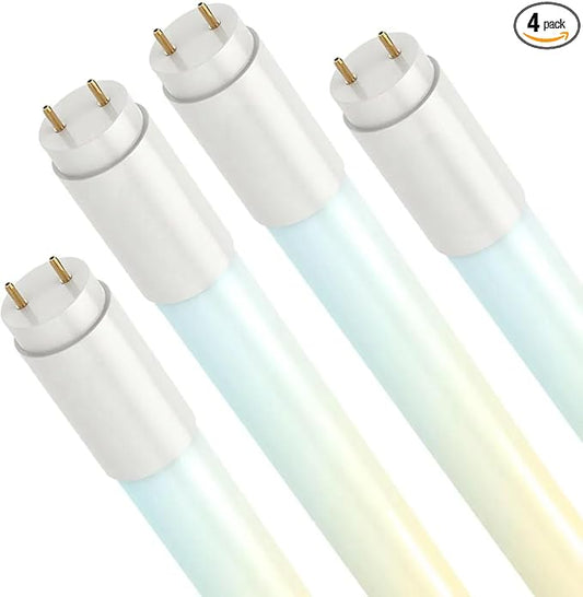 4FT T8 LED Tube Light, Type A+B, 12W/15W/18W/22W, 3000K | 4000K | 5000K | 6500K, Single and Double End Powered, Plug and Play or Ballast Bypass, 2860 Lumens, F32T8, 120-277V, Frosted Cover (4 Pack)