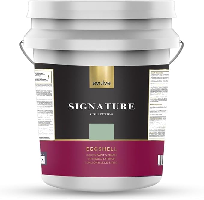 EVOLVE Signature Paint & Primer: Luxury Paint & Primer for Indoor & Outdoor Surfaces, Minimal Odor, Eggshell Sheen (Sage Green, 5 Gallon)