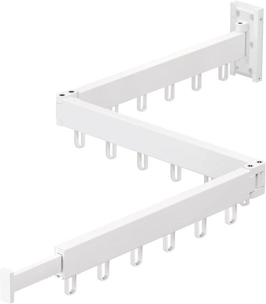 Clothes Drying Rack Wall Mounted,Drying Rack Clothing,Clothes Hanging Rack,Retractable,Collapsible(Tri-Fold), White Color(Ring)