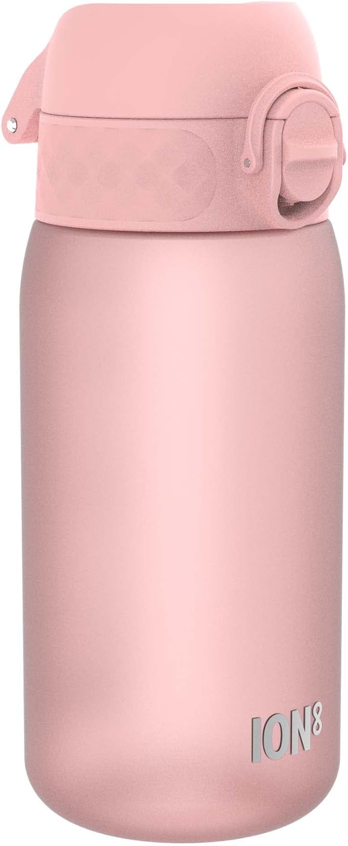 Ion8 Small Water Bottle, 350 ml/12 oz, Leak Proof, Easy to Open, Secure Lock, Dishwasher Safe, BPA Free, Carry Handle, Hygienic Flip Cover, Easy Clean, Odor Free, Carbon Neutral, Rose Quartz Pink