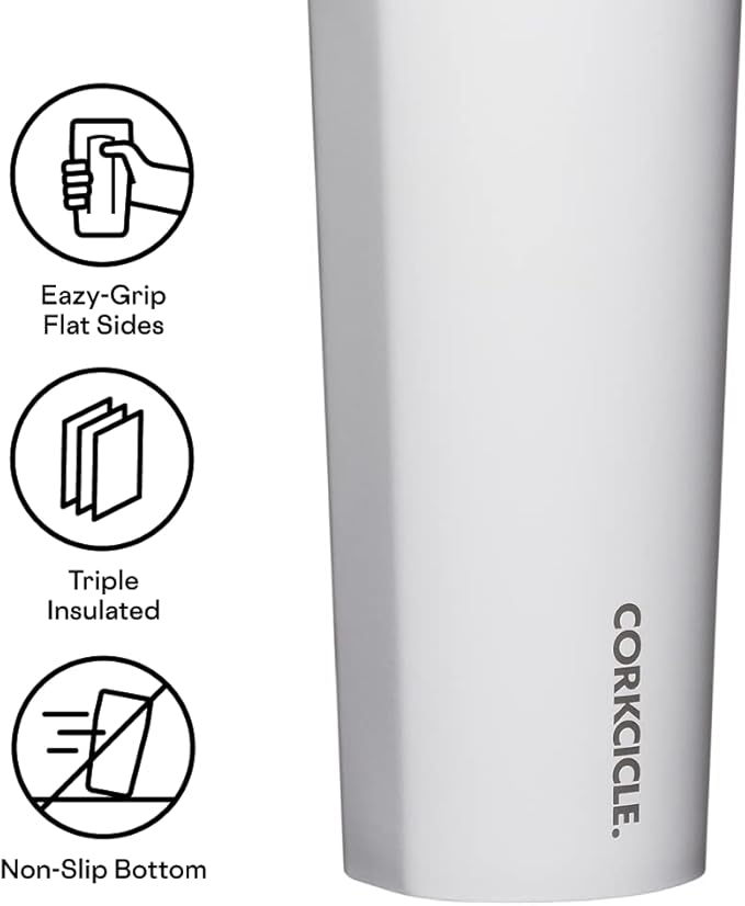 Corkcicle Insulated Canteen Travel Water Bottle, Triple Insulated Stainless Steel, Easy Grip Straw Mouth, Keeps Beverages Cold for 25 Hours or Warm for 12 Hours, 20oz, Gloss Black