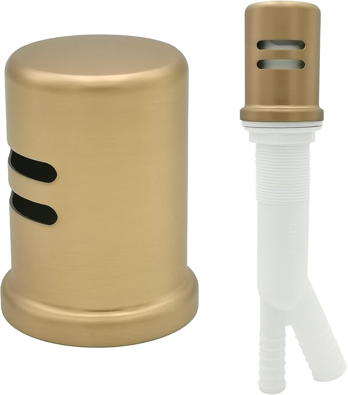 Dishwasher Air Gap Kits with Bronze Dishwasher Air Gap Cover and Matching Escutcheon, Replacement air gap dishwasher,Solid Brass Air Gap Cap, Champagne Bronze Finish