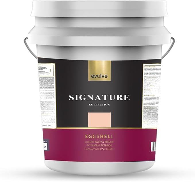 EVOLVE Signature Paint & Primer: Luxury Paint & Primer for Indoor & Outdoor Surfaces, Minimal Odor, Eggshell Sheen (Exotic Peach, 5 Gallon)
