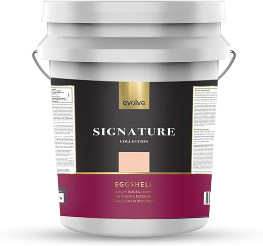 EVOLVE Signature Paint & Primer: Luxury Paint & Primer for Indoor & Outdoor Surfaces, Minimal Odor, Eggshell Sheen (Exotic Peach, 5 Gallon)
