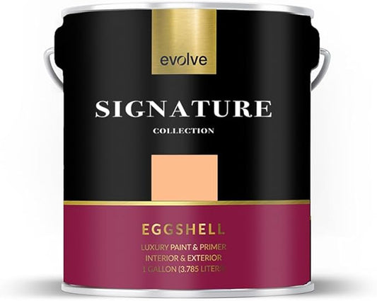 EVOLVE Signature Paint & Primer: Luxury Paint & Primer for Indoor & Outdoor Surfaces, Minimal Odor, Eggshell Sheen (Milky Orange, 1 Gallon)
