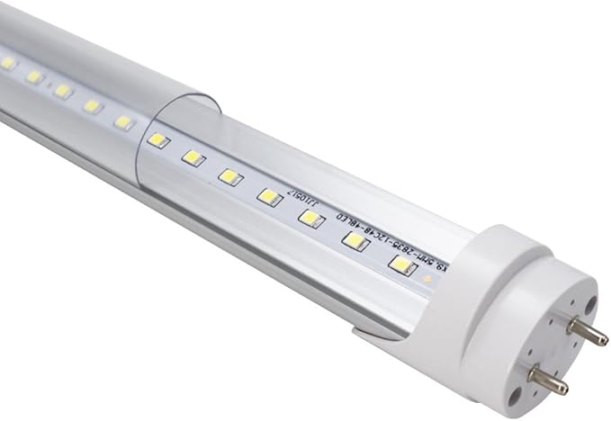 LightingWill LED T8 Light Tube 4FT, Daylight White 5000K, Dual-End Powered Ballast Bypass, 2000Lumen 18W (40W Equivalent Fluorescent Bulb Replacement), Clear Cover, AC85-265V Lighting Fixture, 4 Pack…
