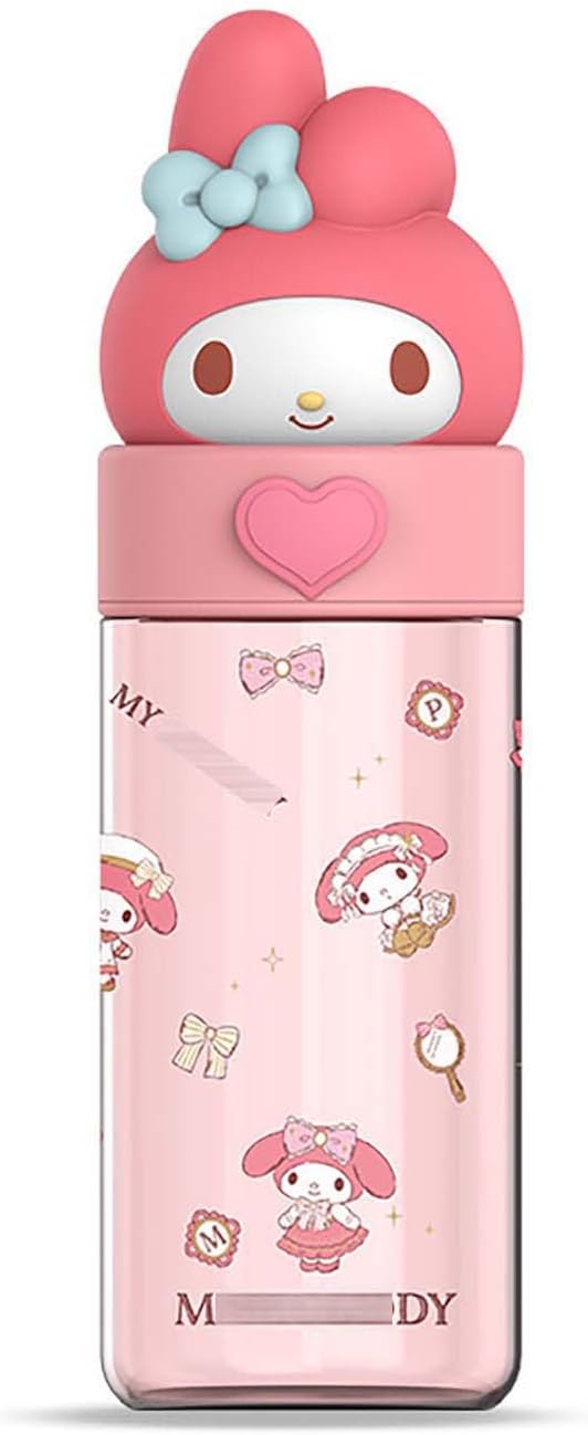 Kawaii Cartoon Water Bottle, 500ML Cute Anime Portable Drinking Bottle for Outdoor, Office, Travel, Birthday Gift Pink