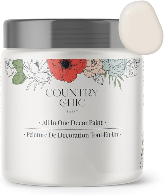 Country Chic All-in-One Chalk Paint for Furniture, Cabinets, Home Decor, Eco-Friendly, Matte Finish, Built-In Primer & Top Coat for Wood, Metal - Ethereal Mist (Light Grey) - Pint 16 oz (475 ml)