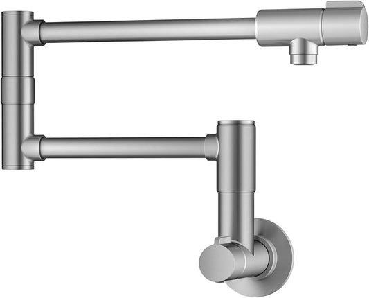 KRAUS Bolden 2 Handle Pot Filler Faucet with Retractable Arm, Wall Mount Kitchen Faucet, Pot Filler for Over Stove in Spot-Free Stainless Steel, KPF-5003SFS