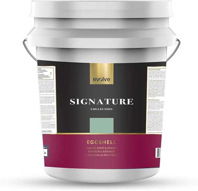 EVOLVE Signature Paint & Primer: Luxury Paint & Primer for Indoor & Outdoor Surfaces, Minimal Odor, Eggshell Sheen (Pistachio Green, 5 Gallon)