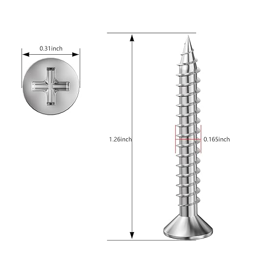 (155Pcs) Wood Screw Quick Metal Self Tapping Flat Head 304 Stainless Steel kit