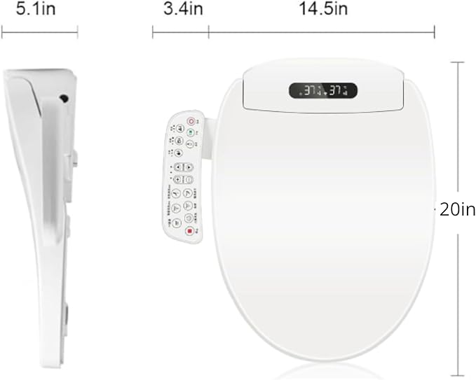 Electric Bidet Toilet Seat, Filtered & Unlimited Warm Water, 8 Modes Spa Wash, Warm Air Dryer, Heated Seat, Self-Clean Stainless Steel Nozzle, HD Night Light. 10-year warranty. (TB-26EV, Round))