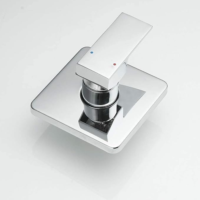 Shower Faucet Set Chrome, Single Function Shower Trim Kit with Rough-in Valve Bathroom Luxury Rain Shower Set Rainfall Shower System with Square Stainless Steel Metal Showerhead