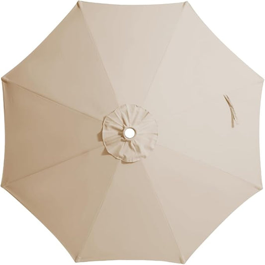 JEAREY 9 ft Patio Umbrella Replacement Canopy for 8 Ribs, Table Market Yard Umbrella Replacement Top Cover-Beige (Canopy Only)