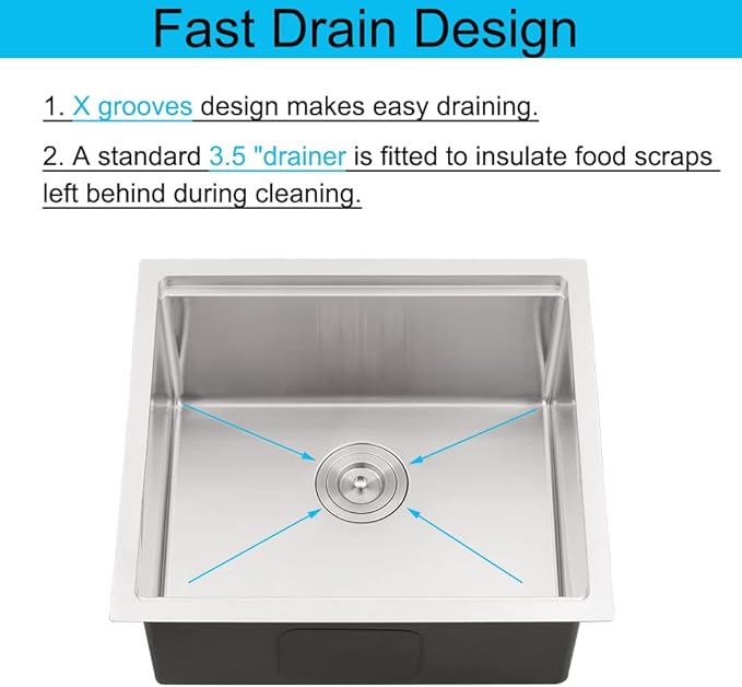 21 Inch Undermount Bar Sink, 21x18 Workstation 16 Gauge Stainless Steel Undermount Outdoor Kitchen Sink for RV Wet Bar Prep Basin