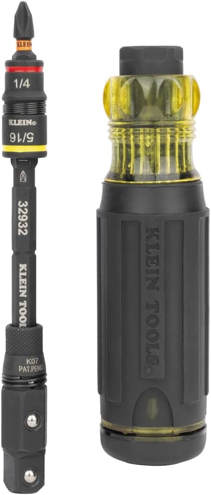 Klein Tools 32516HD KNECT 16-in-1 Impact-Rated Hybrid Screwdriver/Nut Driver, Magnetic, Flip Socket, 11 Bits, 2 Nut Drivers, 3/8-Inch Square Adapter