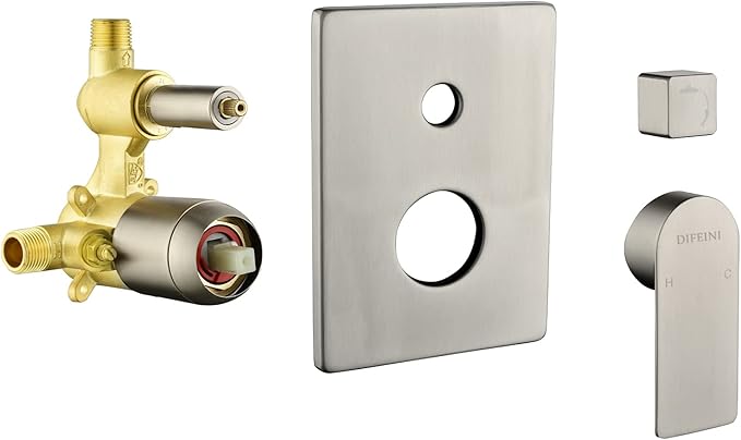 Shower Faucet Set with Tub Spout Waterfall Tub and Shower Trim Kit with Rough in Valve Shower Tub Faucet Set Wall Mounted Brushed Nickel 33010BN