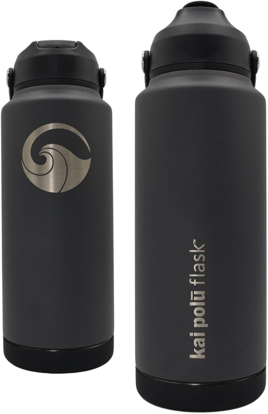 Insulated Stainless Steel Water Bottle (Charcoal (Lanahu), 32 oz)