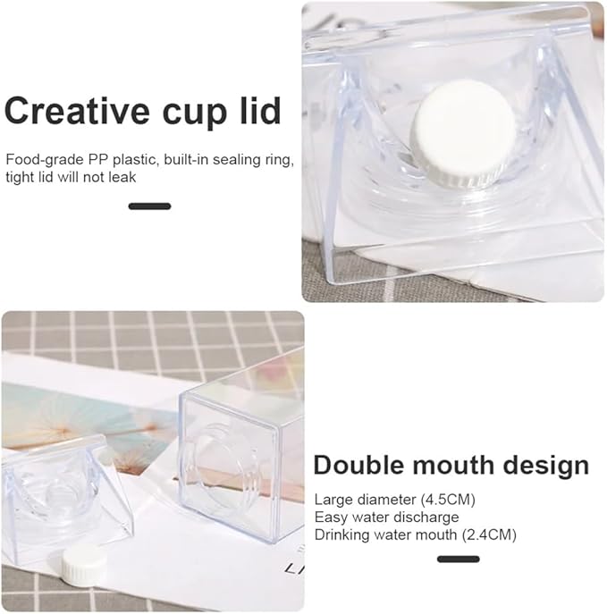 4 Pack Milk Carton Water Bottles 34oz/1000ml Leak Proof Plastic Water Bottle Reusable BPA Free Sports Water Bottle Carton Shaped Juice Milk Bottle for Gym Camping Hiking Travel Sports, Dishwasher Safe