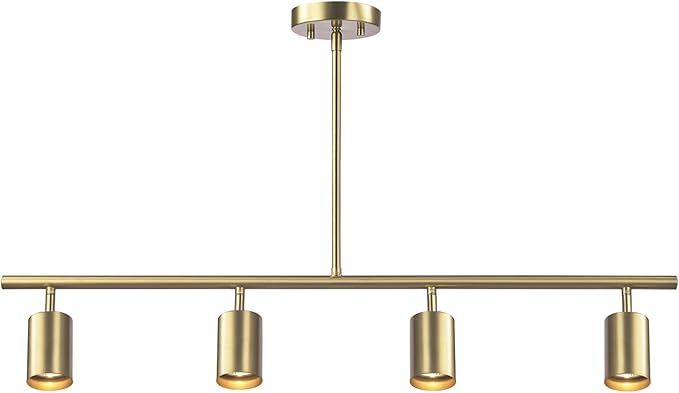 Globe Electric 64000094 35" 4-Light Adjustable Height Track Lighting, Matte Brass, Pivot Shades, Ceiling Lamp for Bedroom, Kitchen, Hallway, Bathroom, Den, Dining Room, Home Décor