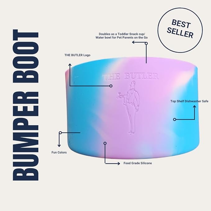 THE BUTLER - Water Bottle Bumper, Water Bottle Bumper, Food Grade Silicone, fits 12 oz - 40 oz Cups, Water Bottle Anti-Slip Sleeve, The Rambo Model