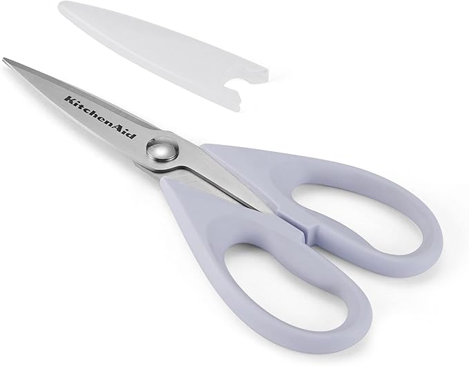 KitchenAid All Purpose Kitchen Shears with Protective Sheath for Everyday use, Dishwasher Safe Stainless Steel Scissors with Comfort Grip, 8.72-Inch, Lavendar Cream