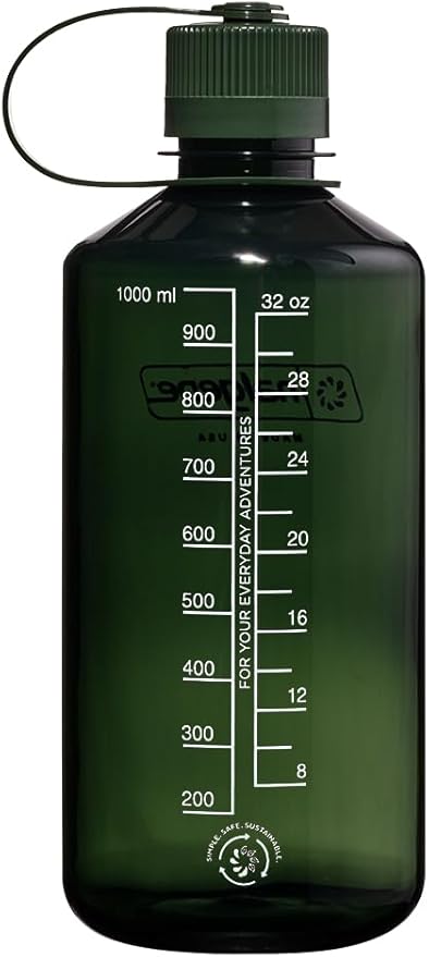 Nalgene Sustain Tritan BPA-Free Water Bottle Made with Material Derived from 50% Plastic Waste, 32 OZ, Narrow Mouth, Jade