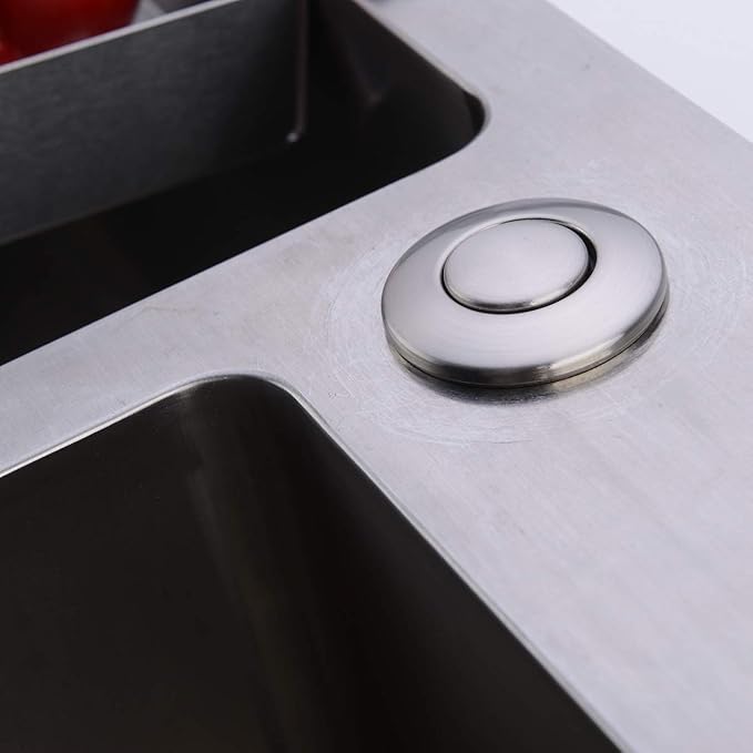 Garbage Disposal Air Switch Kit with Long Button, Brushed Nickel (Brass Cover)