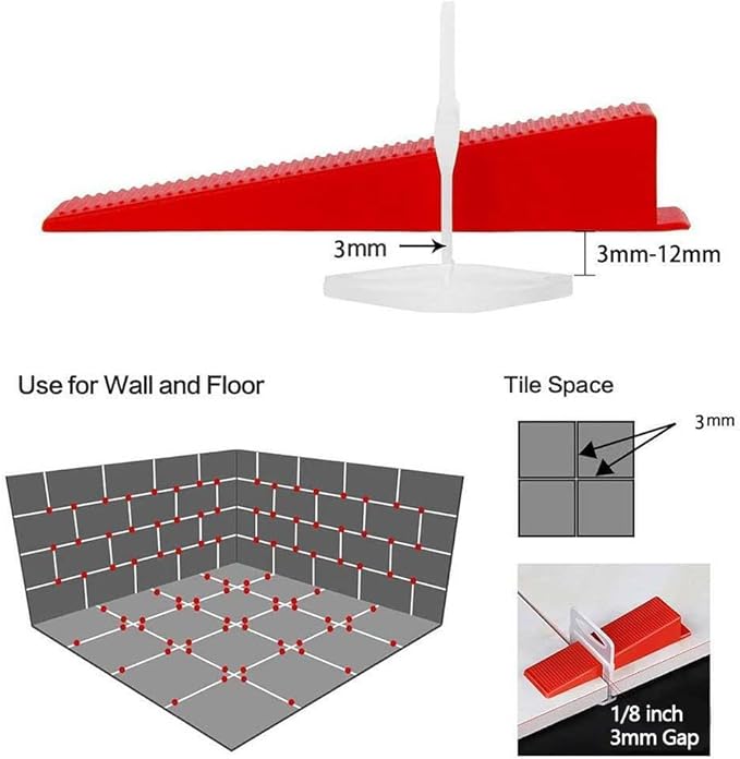 401PCS TMKOOL Tile Leveling System 1/16" Kit with Tile Plier 300pcs Tile Spacers Clips With 100pcs Reusable Wedges Tile Tools Set for Professional Ceramic Stone Installation (1/16" Combo)