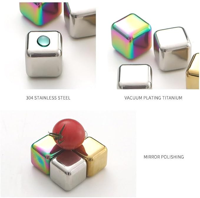 ShanSon Wine Chillers Metal Ice Cube 8 PCS Stainless Steel Whiskey Stones Reusable Whiskey Rocks Beverage Chilling Stones for Scotch and Bourbon Drinking Gifts Set for Men Dad Husband,Silver