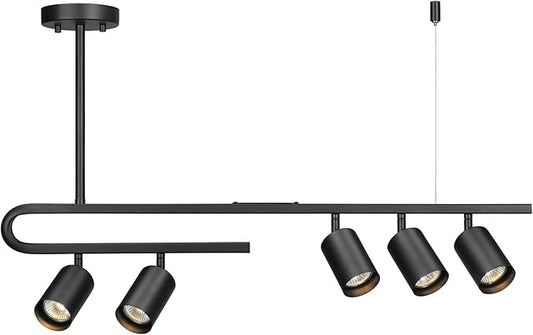 Globe Electric 64000121 32" 5-Light Track Lighting, Matte Black, Side Canopy, Pivoting Track Heads, Side Canopy