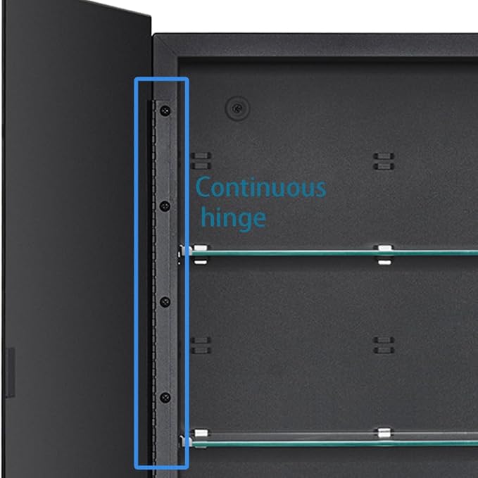 Black Bathroom Medicine Cabinet with Beveled Edge Mirrored Door 14 x 18 inch, Recessed or Surface Mount, with Adjustable Glass Shelves