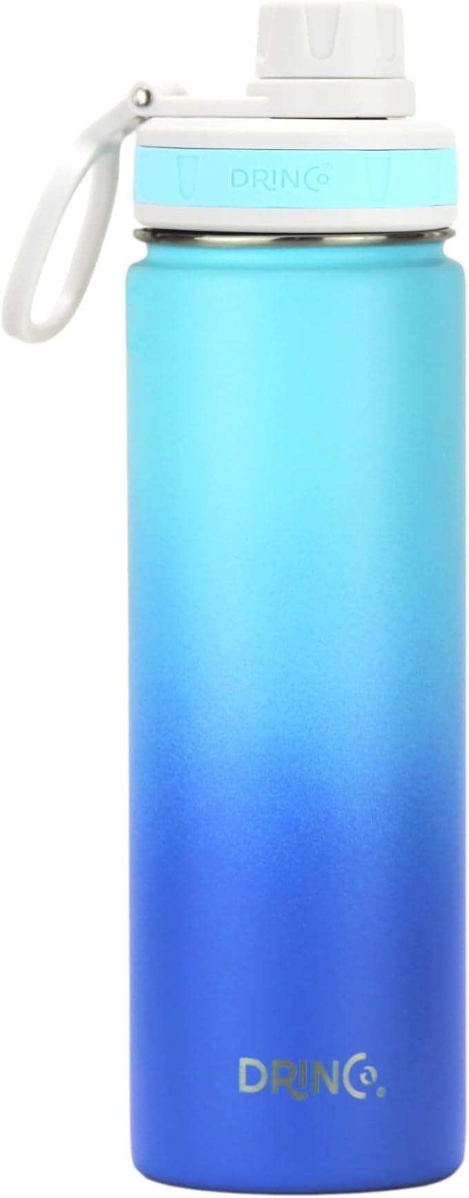 DRINCO Stainless Steel Water Bottle Spout Lid Vacuum Insulated Double Wall Water Bottle Wide Mouth (40oz 32oz 22oz 18oz 14oz) Leak Proof Keeps Cold or Hot (22 oz, 22oz Morning Sky Blue)