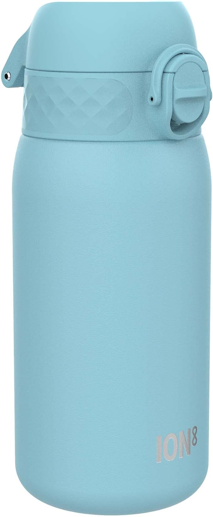 Ion8 Kids Water Bottle, Steel 400 ml/13 oz, Leak Proof, Easy to Open, Secure Lock, Dishwasher Safe, Flip Cover, Carry Handle, Easy Clean, Durable, Scratch Resistant, Carbon Neutral, Alaskan Blue