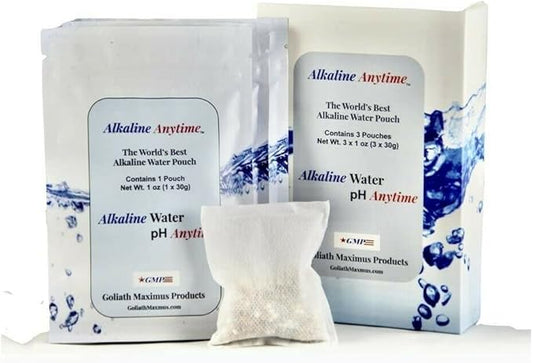 Alkaline Anytime Worlds Best Water Filter Pouch for Alkaline Water- Mobile Filtration System For Pitcher, Cup, Bottle, Jug, any Container -High pH 9.5+ Ionized Electrolytes-Long-Life 60 Gallons-