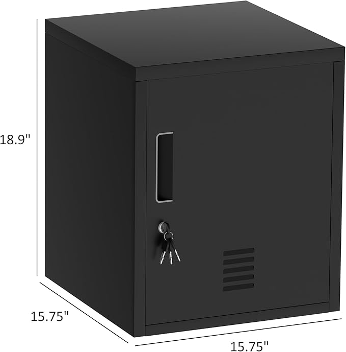 Metal Storage Locker Cabinet with Locking Door and Adjustable Shelf for Home Office Classroom Workshop Organization (Black)