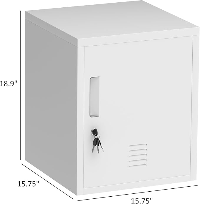 Metal Storage Locker Cabinet with Locking Door and Adjustable Shelf for Home Office Classroom Workshop Organization (White)