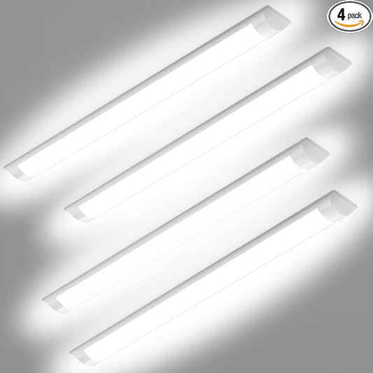 DAKASON 4-Pack 3FT LED Garage Lights Ceiling Mount, 3Foot LED Ceiling Light Fixture Flush Mount 24W 2880lm, Hardwired Flat Panel Light, Tube Light 3/4/5000K Adjustable