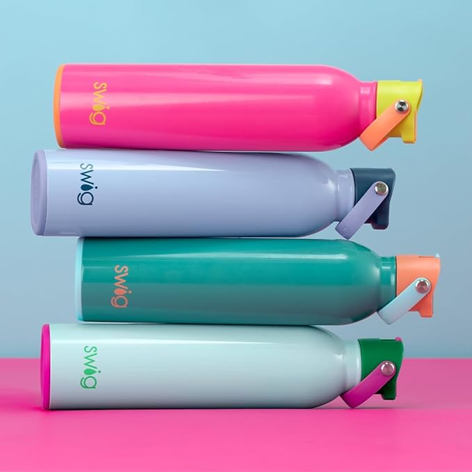 Swig Life 26oz Insulated Water Bottle with Straw & Flip + Sip Handle | Leak Proof, Dishwasher Safe, Cup Holder Friendly, Stainless Steel Water Bottle in Tutti Frutti
