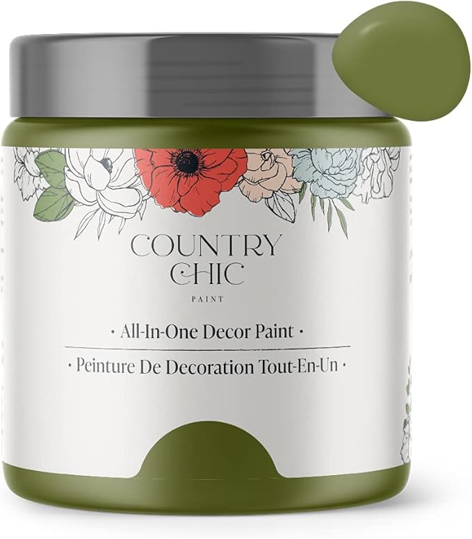 Country Chic All-in-One Chalk Paint for Furniture, Cabinets, Home Decor, Eco-Friendly, Matte Finish, Built-In Primer & Top Coat for Wood, Metal - Secret Garden (Green) - 4 oz (118 ml)