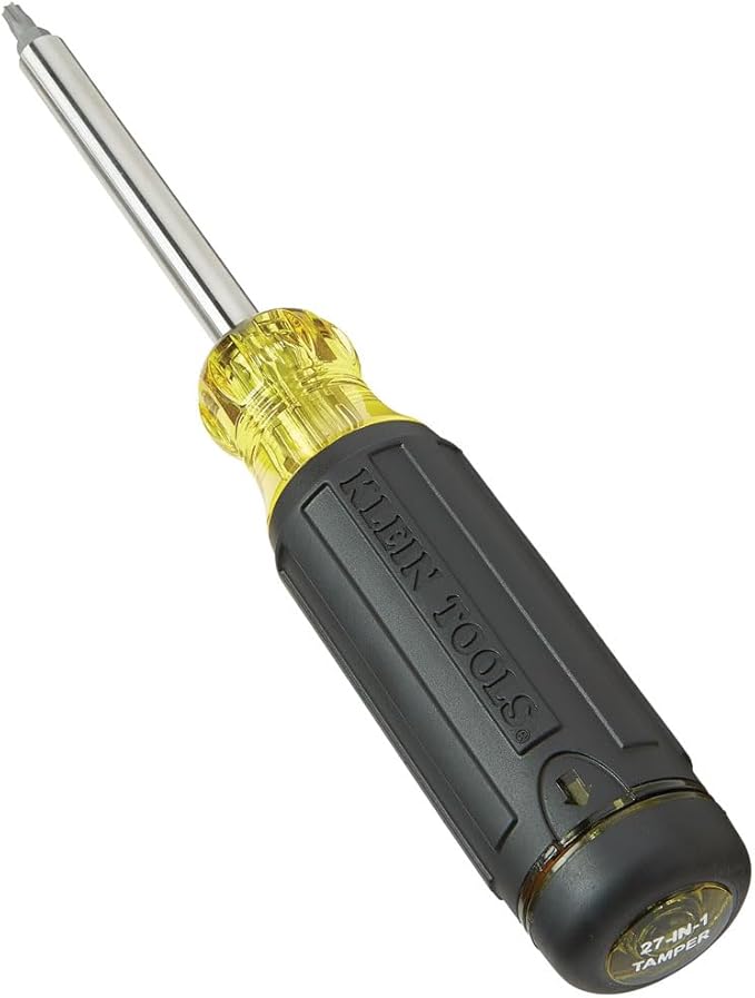 Klein Tools 32307 Multi-bit Tamperproof Screwdriver, 27-in-1 Tool with Torx, Hex, Torq and Spanner Bits with 1/4-Inch Nut Driver