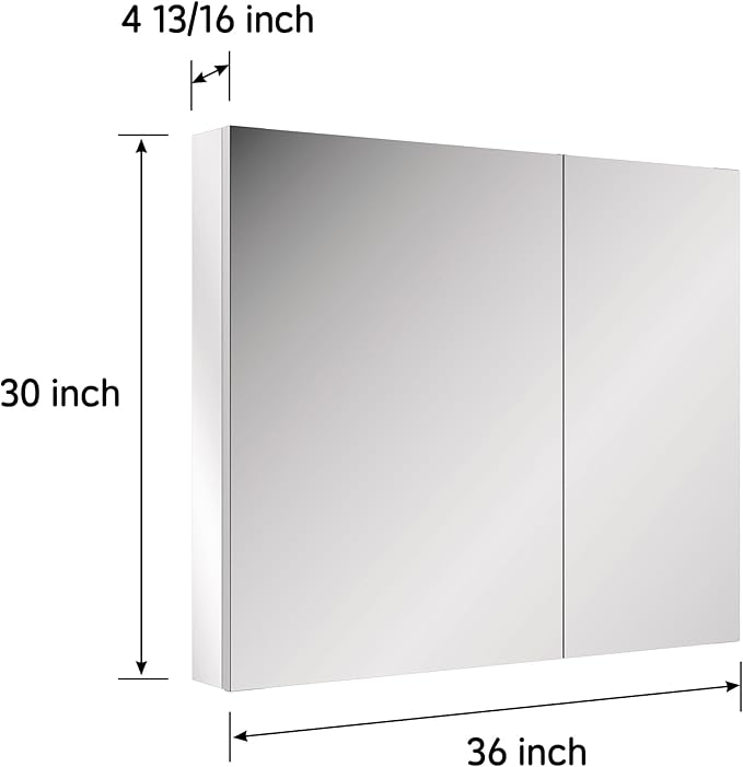 36''×30'' Medicine Cabinet with Mirror Door, Storage Cabinet Vanity Mirror for Bathroom, Blum Hinges, Recessed/Surface Mount, Adjustable Glass Shelves