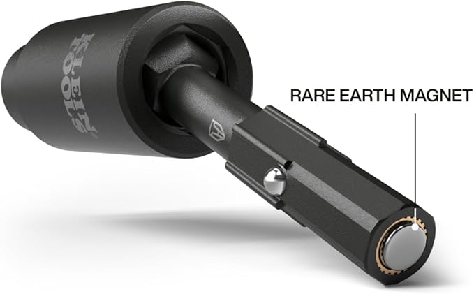 Klein Tools 32984 Impact Flip Socket Set with Swivel Adapter, 6-Piece, 25-Degree Swivel Head, SAE Hex Sizes, Nut Driving, Impact-Rated