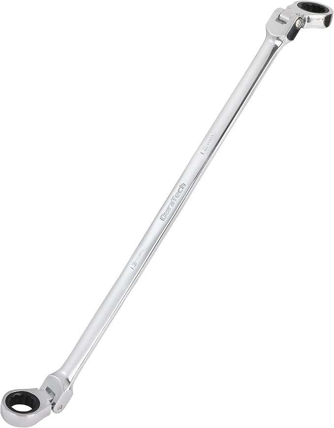 DURATECH 12 * 13 mm Extra Long Flex-Head Ratcheting Wrench, Metric, CR-V Steel