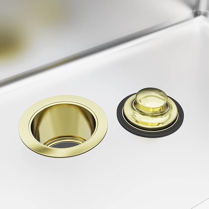 BOTEMY B9179 Extended Garbage Disposal Flange Deep Kitchen Sink Flange Stainless Steel for 3-1/2 Inch Standard Sink Drain Hole(Extended, Gold)
