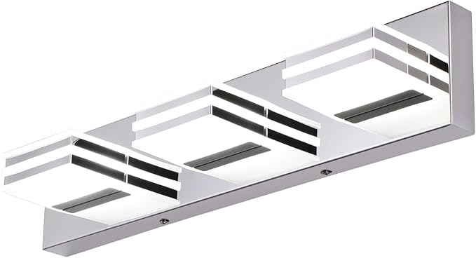 LED Vanity Lights 20in Bathroom Lights Fixtures over Mirror 3 Light LED Lighting Fixture for Bathroom 18W Mirror Lighting Fixture Modern Bath Light Bar Chrome Bath Lamps 6000K Vanity Wall Scone