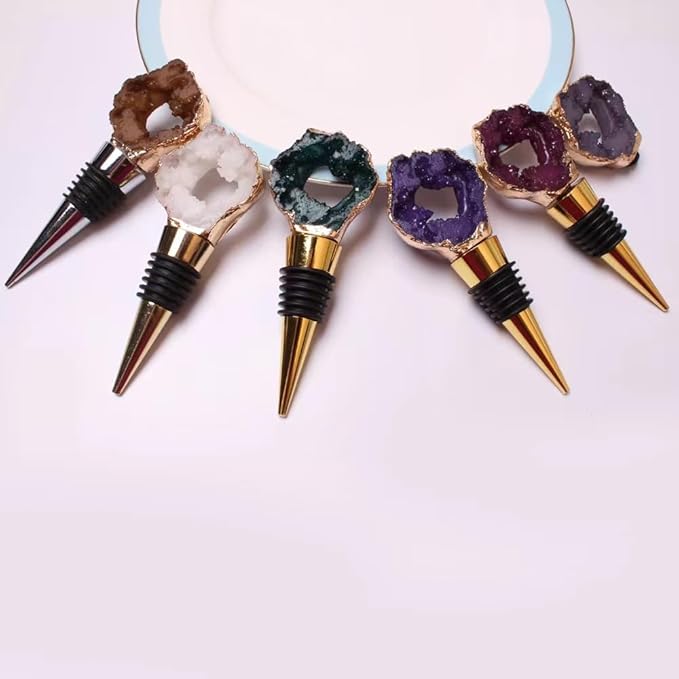 Decorative Wine Stopper Set of 2,Cool Wine Bottle Stoppers for Glass Bottles,Crystal Bottle Stopper Fits Standard Bottles,Fancy Decors Wine Tools (Green Crystal)